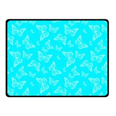 Aqua Blue Butterfly Print Double Sided Fleece Blanket (small)  by SpinnyChairDesigns