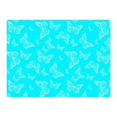 Aqua Blue Butterfly Print Double Sided Flano Blanket (mini)  by SpinnyChairDesigns