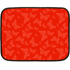 Vermilion Red Butterfly Print Fleece Blanket (mini) by SpinnyChairDesigns