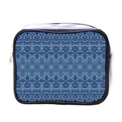 Boho Denim Blue Mini Toiletries Bag (one Side) by SpinnyChairDesigns