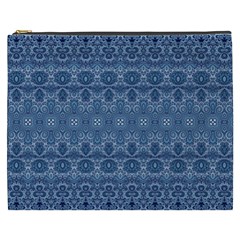 Boho Denim Blue Cosmetic Bag (xxxl) by SpinnyChairDesigns