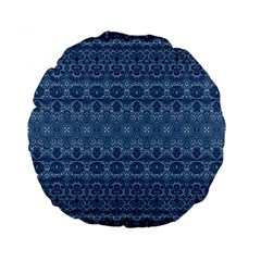 Boho Denim Blue Standard 15  Premium Flano Round Cushions by SpinnyChairDesigns