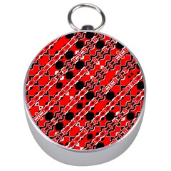 Abstract Red Black Checkered Silver Compasses by SpinnyChairDesigns