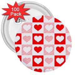 Hearts  3  Buttons (100 Pack)  by Sobalvarro
