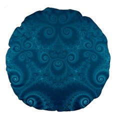 Cerulean Blue Spirals Large 18  Premium Flano Round Cushions by SpinnyChairDesigns