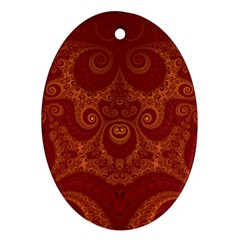 Red And Gold Spirals Ornament (oval) by SpinnyChairDesigns