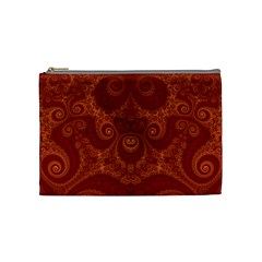 Red And Gold Spirals Cosmetic Bag (medium) by SpinnyChairDesigns