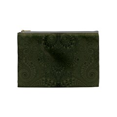 Rustic Green Brown Swirls Cosmetic Bag (medium) by SpinnyChairDesigns