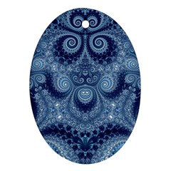 Royal Blue Swirls Oval Ornament (two Sides) by SpinnyChairDesigns
