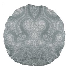 Ash Grey White Swirls Large 18  Premium Round Cushions by SpinnyChairDesigns
