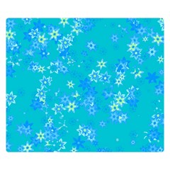Aqua Blue Floral Print Double Sided Flano Blanket (small)  by SpinnyChairDesigns