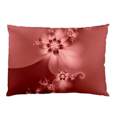 Coral Pink Floral Print Pillow Case by SpinnyChairDesigns