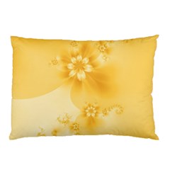 Saffron Yellow Floral Print Pillow Case by SpinnyChairDesigns