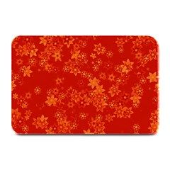 Orange Red Floral Print Plate Mats by SpinnyChairDesigns