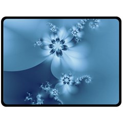 Steel Blue Flowers Fleece Blanket (large)  by SpinnyChairDesigns