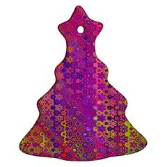 Boho Fuchsia Floral Print  Christmas Tree Ornament (two Sides) by SpinnyChairDesigns
