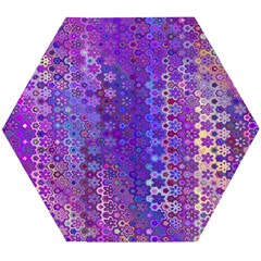 Boho Purple Floral Print Wooden Puzzle Hexagon by SpinnyChairDesigns