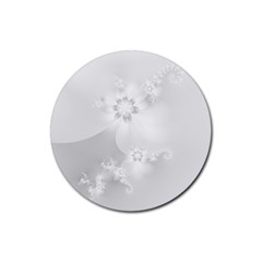 Wedding White Floral Print Rubber Round Coaster (4 Pack) 