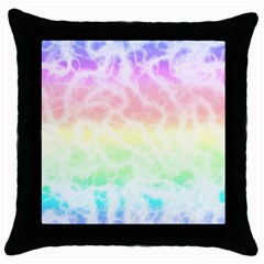 Pastel Rainbow Tie Dye Throw Pillow Case (black) by SpinnyChairDesigns