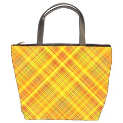 Orange Madras Plaid Bucket Bag by SpinnyChairDesigns