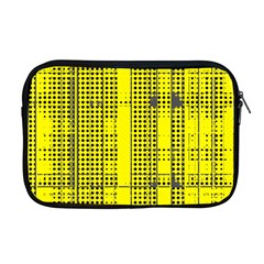 Black Yellow Punk Plaid Apple Macbook Pro 17  Zipper Case by SpinnyChairDesigns