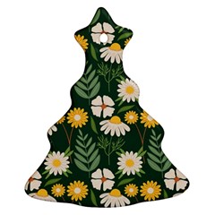 Flower Green Pattern Floral Christmas Tree Ornament (two Sides) by Alisyart