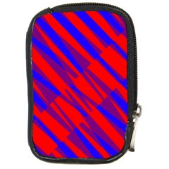 Geometric Blocks, Blue And Red Triangles, Abstract Pattern Compact Camera Leather Case by Casemiro