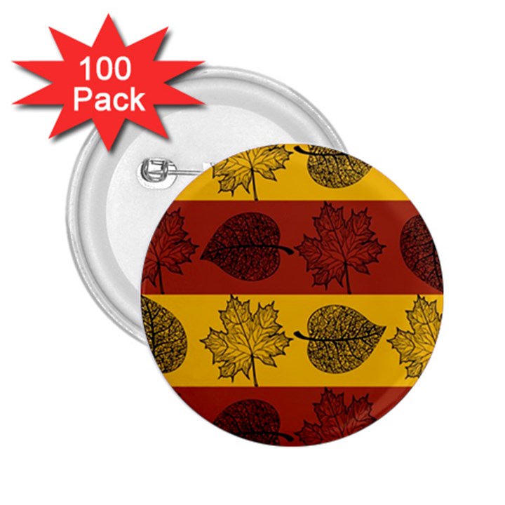 Autumn Leaves Colorful Nature 2.25  Buttons (100 pack) 