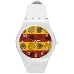 Autumn Leaves Colorful Nature Round Plastic Sport Watch (M)