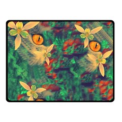 Illustrations Color Cat Flower Abstract Textures Orange Fleece Blanket (small)