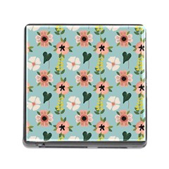 Flower White Blue Pattern Floral Memory Card Reader (square 5 Slot) by Mariart