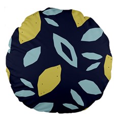 Laser Lemon Navy Large 18  Premium Round Cushions by andStretch