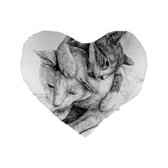 Cat Drawing Art Standard 16  Premium Flano Heart Shape Cushions