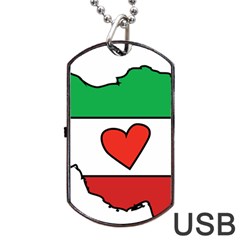 Heart Flag Map Of Iran  Dog Tag Usb Flash (two Sides) by abbeyz71
