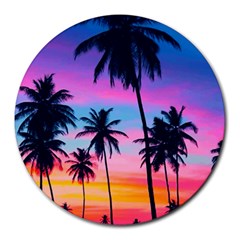 Sunset Palms Round Mousepads by goljakoff