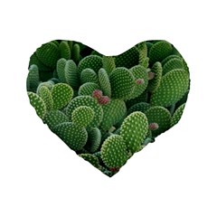 Green Cactus Standard 16  Premium Flano Heart Shape Cushions by Sparkle