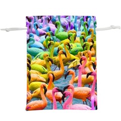 Rainbow Flamingos  Lightweight Drawstring Pouch (xl) by Sparkle