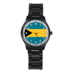 Flag Of The Bahamas Stainless Steel Round Watch by abbeyz71