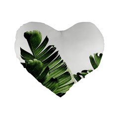 Green Banana Leaves Standard 16  Premium Flano Heart Shape Cushions by goljakoff