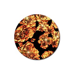 Copper Floral Rubber Round Coaster (4 Pack)  by Janetaudreywilson