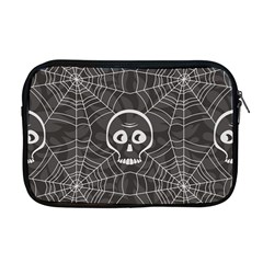 Skull And Spider Web On Dark Background Apple Macbook Pro 17  Zipper Case by FloraaplusDesign