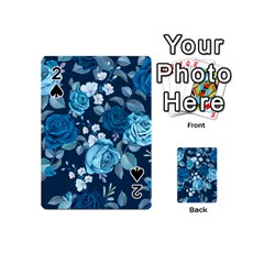 Blue Floral Print  Playing Cards 54 Designs (mini) by designsbymallika