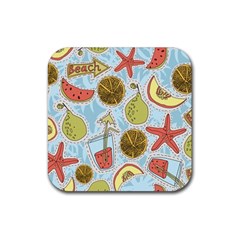 Tropical Pattern Rubber Coaster (square)  by GretaBerlin