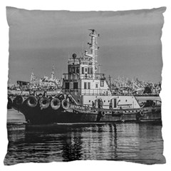 Tugboat At Port, Montevideo, Uruguay Large Flano Cushion Case (one Side) by dflcprintsclothing