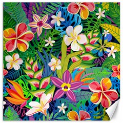 Colorful Floral Pattern Canvas 16  X 16  by designsbymallika