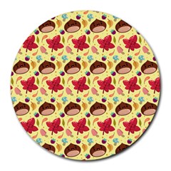 Cute Leaf Pattern Round Mousepads by designsbymallika