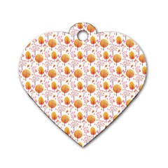 Orange Pink Tree Pattern Dog Tag Heart (one Side) by designsbymallika