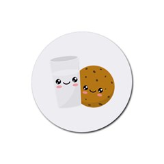 Milk And Cookie Rubber Round Coaster (4 Pack) 