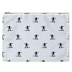 Black And White Surfing Motif Graphic Print Pattern Cosmetic Bag (xxl) by dflcprintsclothing