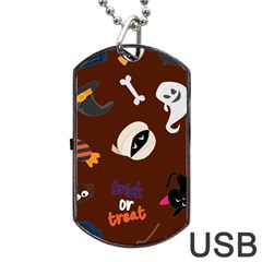 Halloween Seamless Repeat Pattern Dog Tag Usb Flash (one Side) by KentuckyClothing